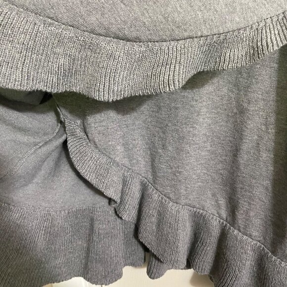 Lane Bryant Womens NWT Gray Ruffle Trim Faux Wrap Round Neck Sweater 18/20 - Picture 5 of 8